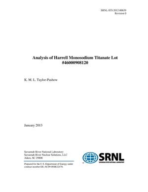 Analysis of Harrell Monosodium Titanate Lot #46000908120