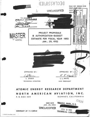 Project Proposals and Authorization-Budget Estimate for Fiscal Year 1953