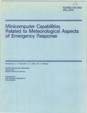 Minicomputer Capabilities Related to Meteorological Aspects of Emergency Response