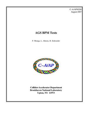 AGS BPM Tests
