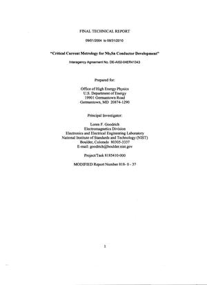 Critical Current Metrology for Nb3Sn Conductor Development: Final Technical Report