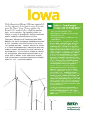 Iowa: Iowa's Clean Energy Resources and Economy (Brochure)