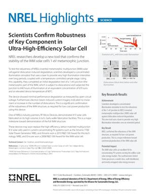 Scientists Confirm Robustness of Key Component in Ultra-High-Efficiency Solar Cell (Fact Sheet)