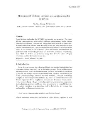 Measurement of Beam Lifetime and Applications for SPEAR3