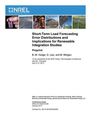 Short-Term Load Forecasting Error Distributions and Implications for Renewable Integration Studies: Preprint