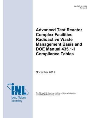 Advanced Test Reactor Complex Facilities Radioactive Waste Management Basis and DOE Manual 435.1-1 Compliance Tables