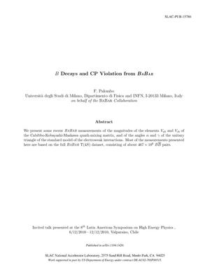 B Decays and CP Violation from BaBar