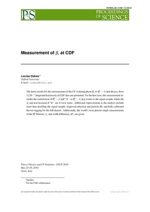 Measurement of $\beta_s$ at CDF