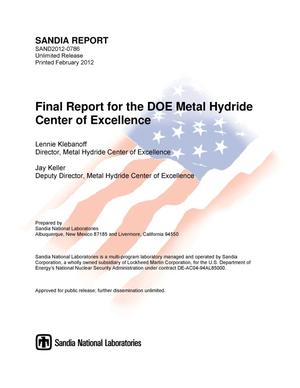 Final report for the DOE Metal Hydride Center of Excellence.