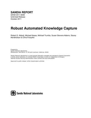 Robust automated knowledge capture.