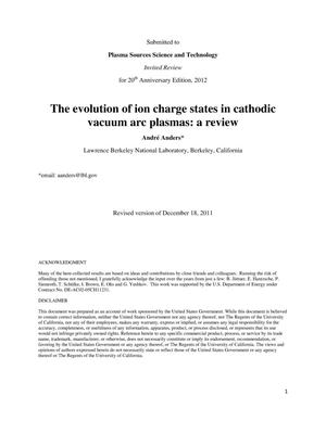 The evolution of ion charge states in cathodic vacuum arc plasmas: a review
