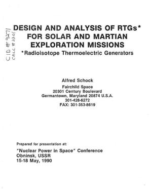 Design and Analysis of RTGs for Solar and Martian Exploration Missions