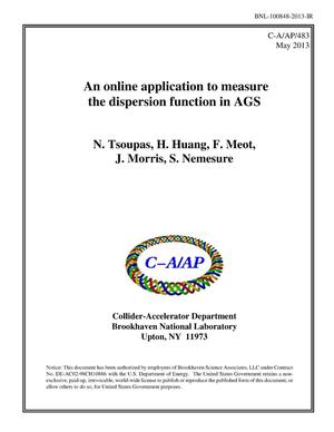 An online application to measue the dispersion function in AGS