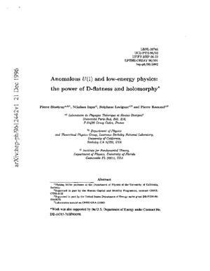 Anomalous U(1) and low-energy physics: the power of D-flatness and holomorphy