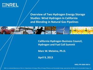 Overview of Two Hydrogen Energy Storage Studies: Wind Hydrogen in California and Blending in Natural Gas Pipelines