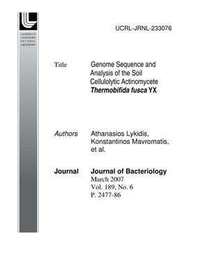 Genome Sequence and Analysis of the Soil Cellulolytic Actinomycete Thermobifida fusca YX
