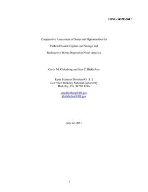 Comparative assessment of status and opportunities for carbon Dioxide Capture and storage and Radioactive Waste Disposal In North America