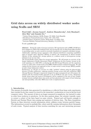 Grid Data Access on Widely Distributed Worker Nodes Using Scalla and SRM