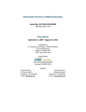 Bioeconomy Initiative at MBI International