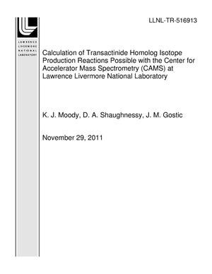 Calculation of Transactinide Homolog Isotope Production Reactions Possible with the Center for Accelerator Mass Spectrometry (CAMS) at Lawrence Livermore National Laboratory