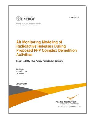 Air Monitoring Modeling of Radioactive Releases During Proposed PFP Complex Demolition Activities