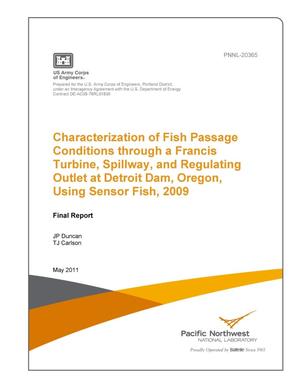 Characterization of Fish Passage Conditions through a Francis Turbine, Spillway, and Regulating Outlet at Detroit Dam, Oregon, Using Sensor Fish, 2009