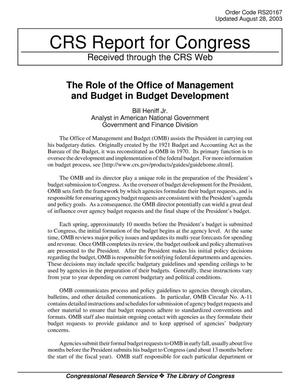The Role of the Office of Management and Budget in Budget Development