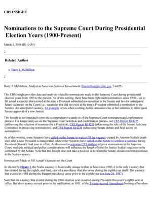 Nominations to the Supreme Court During Presidential Election Years (1900-Present)