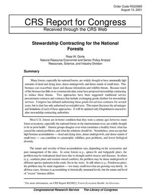 Stewardship Contracting for the National Forests