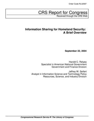 Information Sharing for Homeland Security: A Brief Overview
