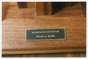 [David A. Webb plaque in the Sarah T. Hughes Reading Room 1]