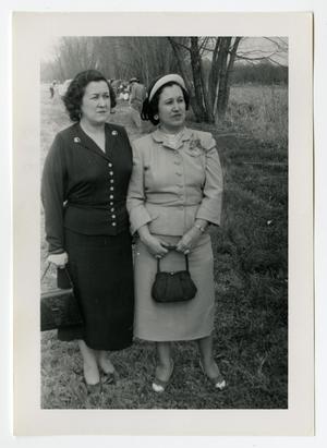 [Mrs. Amos (Chabela) Cuellar. and Julia Cuellar standing at a park]