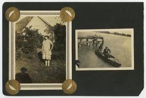 Primary view of object titled '[Album page with two photos "boat on lake"]'.