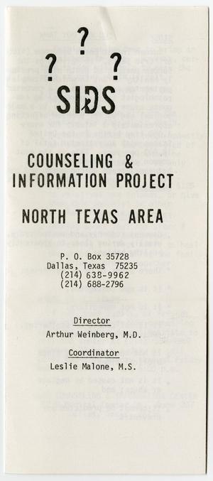 Primary view of object titled '[SIDS Counseling & Information Project North Texas Area]'.