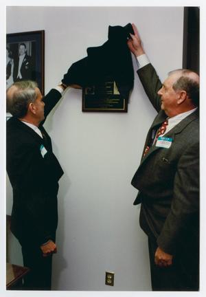 [Chancellor Hurley and David Owsley unveiling plaque]