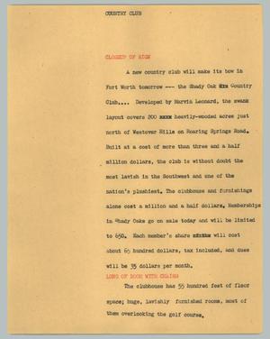 Primary view of object titled '[News Script: Country club]'.