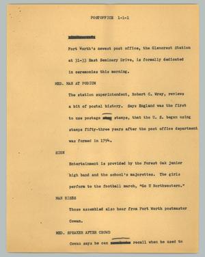 Primary view of object titled '[News Script: Post Office]'.