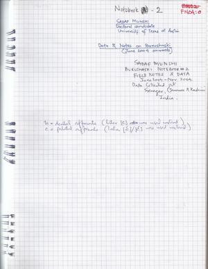 Primary view of object titled 'Fieldwork Notes: Notebook II'.