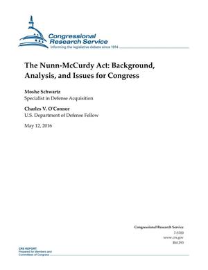 The Nunn-McCurdy Act: Background, Analysis, and Issues for Congress