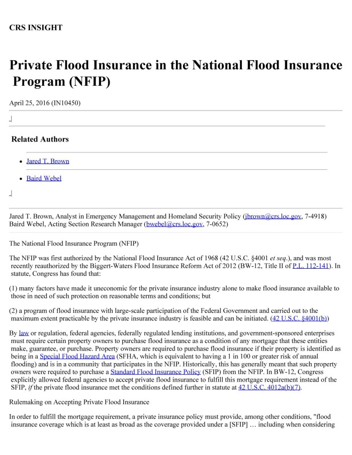 Private Flood Insurance In The National Flood Insurance Program Nfip Unt Digital Library
