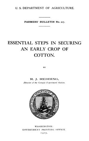 Essential Steps in Securing an Early Crop of Cotton