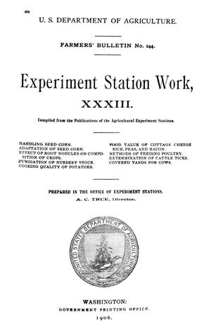 Experiment Station Work, [Volume] 33