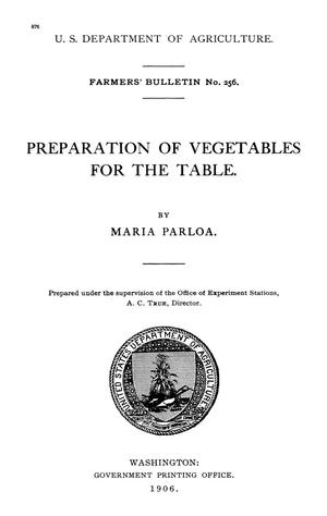 Preparation of Vegetables for the Table