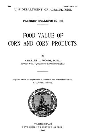 Food Value of Corn and Corn Products