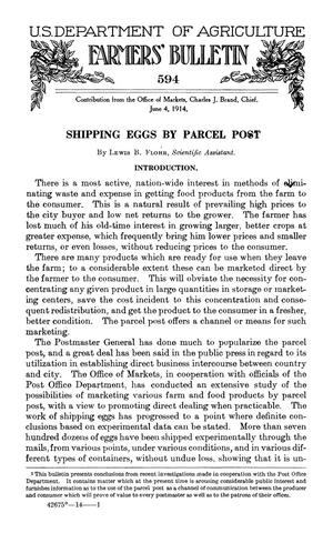 Primary view of Shipping Eggs by Parcel Post