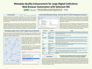 Primary view of object titled 'Metadata Quality Enhancement for Large Digital Collections: Web Browser Automation with Selenium IDE'.