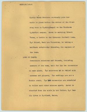Primary view of object titled '[News Script: Wedding]'.