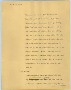 Primary view of object titled '[News Script: Rex Allen]'.