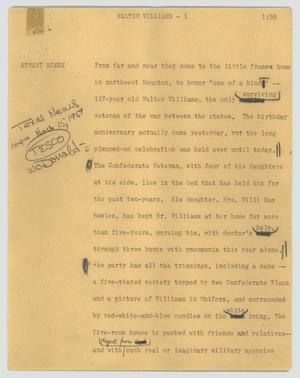 Primary view of object titled '[News Script: Walter Williams]'.