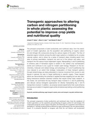 Transgenic approaches to altering carbon and nitrogen partitioning in whole plants: assessing the potential to improve crop yields and nutritional quality